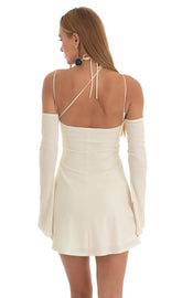 Glitter Strappy Party Dress in White
